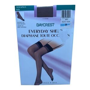 Baycrest Everyday Sheer Stockings Soft Comfort Top Reinforced Toe B Misty Taupe